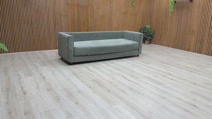 Product video tour of the ‘Esprit’ Grey Fabric Fold Out Day Bed, demonstrating how easily it transitions from a comfortable sofa to a sleep space, along with its fabric quality and build.