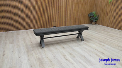 ‘Moon’ Grey Fabric 180cm Dining Bench