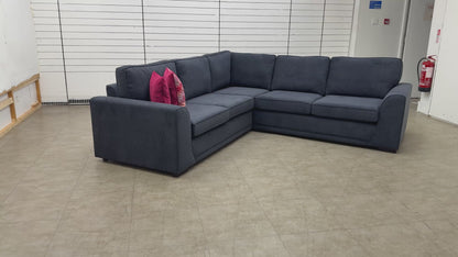 'Orka' Black Plaza Linen 2 Corner 2 Sofa