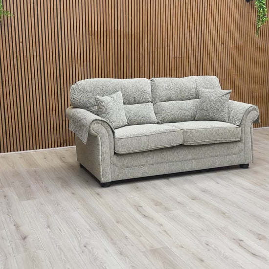 Video showcasing the design and Oatmeal Patterned Woven Fabric of the 'Harry' Sofa.
