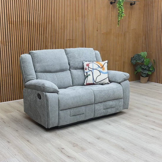 Video preview demonstrating the comfort and manual reclining action of the Weston Light Grey 2 Seater Recliner Sofa.