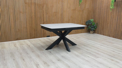 ‘Raul’ Matte Silver Ceramic Top 130cm Pop Up Extending Dining Table