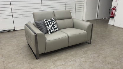 'Gisella' New Grey Cat-60/28 Leather 2 Seater Sofa