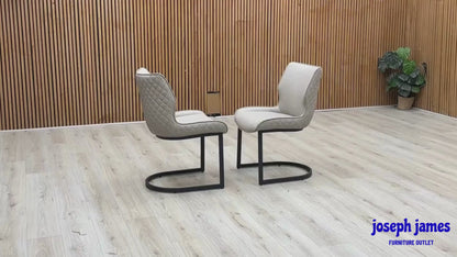 ‘Cupra’ Taupe Faux Leather Set of 2 Cantilever Dining Chairs