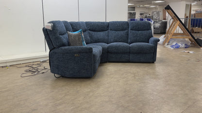 Compact Collection ‘Lille’ Navy Blue Large Fabric Power Recliner Corner Sofa