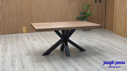 Bodahl ‘Njord' 4 Desert Solid Oak Straight Top 160cm Dining Table with Metal Star Base