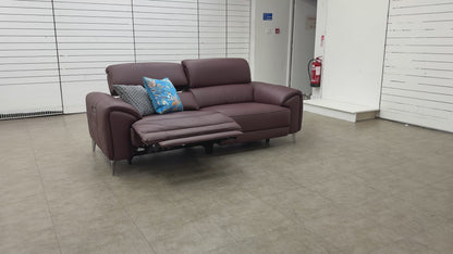 'Vino' Cat-40/30 Oslo Mulberry Leather 3 Seater Power Recliner Sofa with Power Headrests and Heated Seats