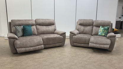 ‘Sloane’ Marble Charcoal Grey Velvet 3 + 2 Seater Fabric Power Recliner Sofa Set
