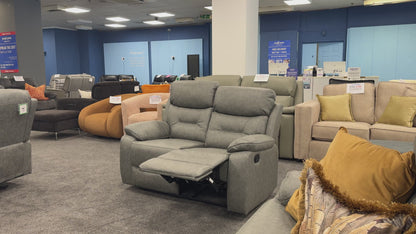 'Beaumont' Grey Endurance Fabric Manual Recliner High Back 2 Seater Sofa