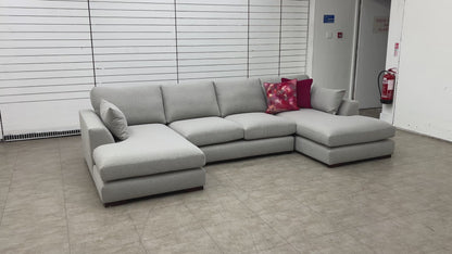 ‘Calix’ Ontario Slate Calix Boucle Fabric Large Double Ended Chaise Sofa