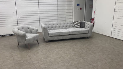 'Libertie' Silver Catalina Chenille 4 Seater Sofa + Accent Chair
