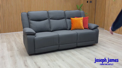 'Milan' Mocha Grey Microfibre Fabric 3 Seater Manual Recliner Drop Down Cup Holders and Wireless Charger Sofa with Armchair Set