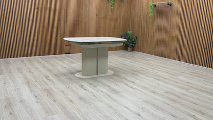 'Avorio' Marble-Effect Ceramic Top Swivel Extending Dining Table