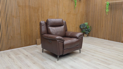 'Panache’ Chocolate Brown Cat-60:08 Leather Power Recliner Chair