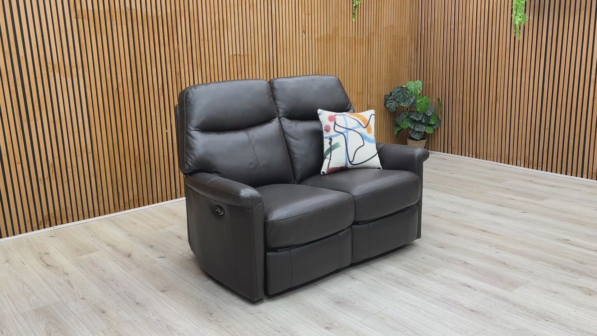 Video of the compact power recline functionality of the Lille 2-seater sofa.