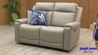'Nova’ Taupe Grey Microfiber Fabric 2 Seater Power Recliner Sofa