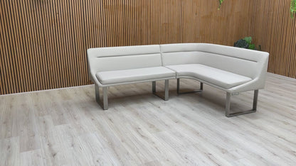 'Avorio' Neutral Faux Leather Right Hand Facing Corner Dining Bench