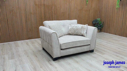 ‘Mariah’ Dapple Ivory-Tri Brass Insert Fabric Classic Back Snuggler Chair