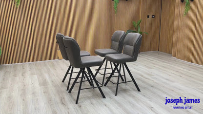 Bodahl ‘Terra’ Steel Grey Fabric Set of 4 Swivel Bar Stools