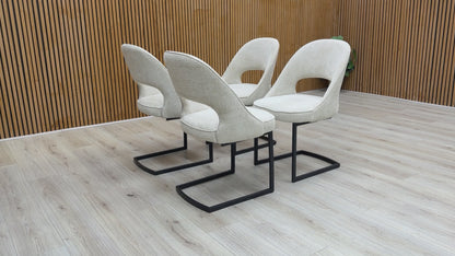 'Tiber' Alabaster Beige Fabric Cantilever Dining Chairs - Set of 4