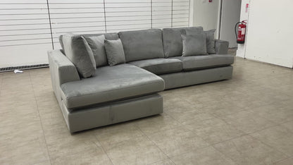 ‘Stratus’ Dolphin Velvet Left Hand Facing Corner Chaise Sofa