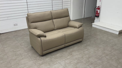 ‘Lugo’ Latte Leather 2 Seater Sofa