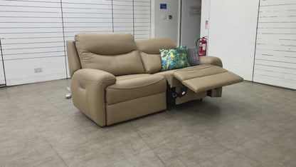 G Plan 'Amesbury' L845 Cambridge Putty Leather 3 Seater Power Recliner Sofa with Power Headrest, Power Lumbar and Heated Seats