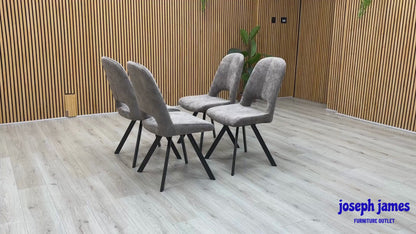 'Enterprise' Mink Velvet Fabric Set of 4 Swivel Dining Chairs