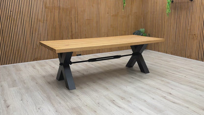 Bodahl ‘Terra’ 1 Oil Solid Oak 240cm Dining Table with Metal X-Shaped Legs