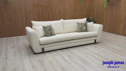 ‘Oliver’ Vanilla White Mika Boucle 4 Seater Sofa