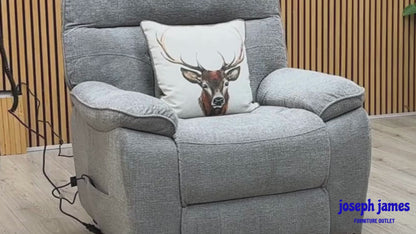 ‘Paulo’ Grey Fabric Electric Rise and Recline Massage Armchair with Heating Function
