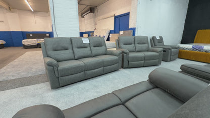 ‘Ranger’ Grey Endurance Fabric Manual Recliner 3 + 2 Seater Sofa Set