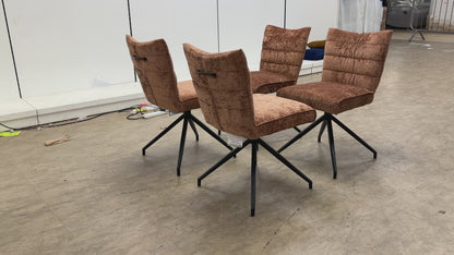 'Saturn' Rust Sumptuous Velvet Dining Chairs - Set of 4