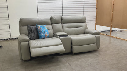 ‘Cinemax’ Le-9303 Sand Leather Media 3 Seater Power Recliner Sofa with Power Headrests
