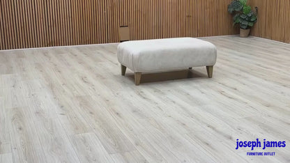 ‘Aura’ Kenzo Cream Dw Ft Fabric Footstool with Oak Wood Legs