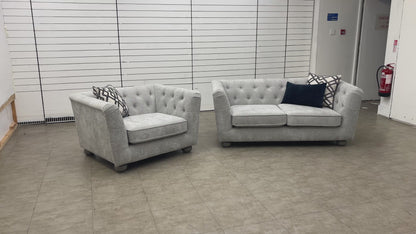 'Libertie' Silver Catalina Chenille 2 Seater Sofa + Cuddler