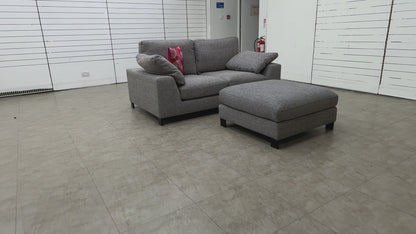 'Euphoria' Mushroom Breeze Plain 2 Seater Sofa + Large Square Footstool