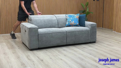 ‘Venosa’ Grey Fabric 3 Seater Power Recliner Sofa