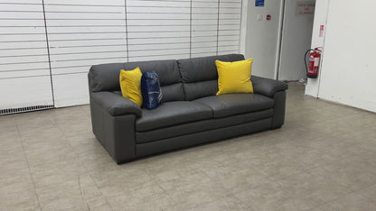 World of Leather 'Cozee' Nw-517e Shale Grey Premium Leather 3 Seater Sofa
