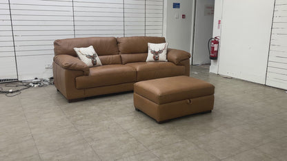 'Santino' Truffle Apollo Ranch 60500 Leather 4 Seater Sofa with Storage Footstool