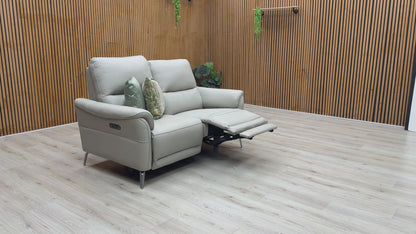 ‘Daytona’ Cat-60_23 Lead Grey Leather 2 Seater Power Recliner Sofa