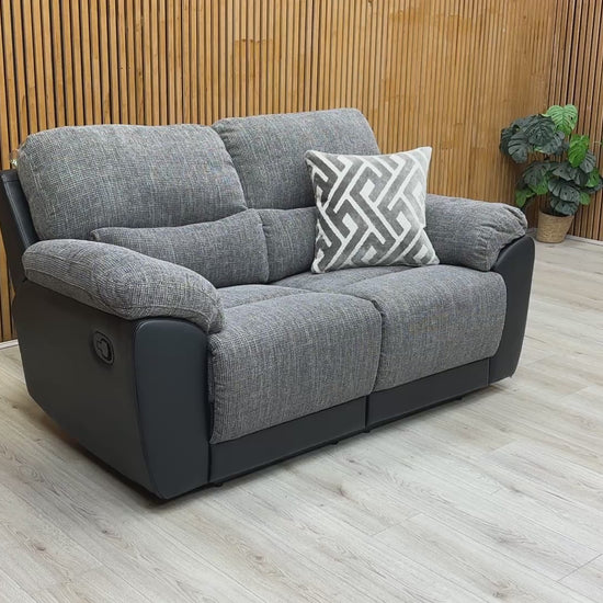 Video demonstration showing the manual recliner mechanism and high-back support of the 'Santori' sofa.