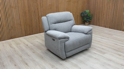 ‘Touch’ Fab-Meo-R27 Pewter Grey Fabric Power Recliner Armchair