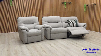 G Plan ‘Seattle’ Grey Fabric 3 Seater Power Recliner Sofa + Power Chair