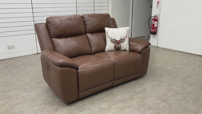 ‘Utah' Roast Lx-6414 Leather 2 Seater Power Recliner Sofa