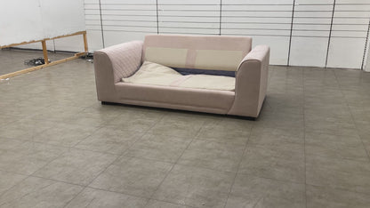 'Orka' Old Rose Plaza Linen Fabric Large 2 Seater Deluxe Sofa Bed