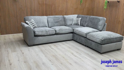 ‘Rosie' Kingston Grey Fabric Right Hand Facing Open End Chaise Corner Sofa