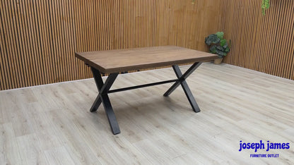 'Jupiter’ Dark Oak Solid Oak Dining Table with X Shaped Legs 150 cm