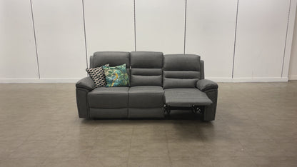 'Azzurri" Grey Endurance Fabric Manual Recliner 3 Seater Sofa
