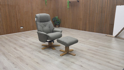 'Muscat' Dark Grey PU Leather Swivel Recliner Chair and Footstool
